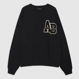 ANINE BING MILES OVERSIZED SWEATSHIRT LETTERMAN - BLACK